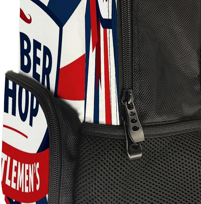 Men Women Lightweight Vintage Emblem Of Barber Shop Flag Backpack Large Capacity Carry On Bag With Padded Straps for Sports Work Walking Cycling