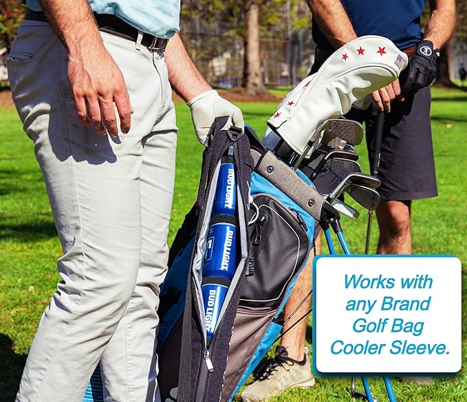 ArcticChill Golf Cooler Ice Packs – Custom Fit Can Coolers for Golf Bag Beer Sleeves – Reusable Round Freezer Packs for Keeping Drinks Cold on The Course. (DESCREET Black)