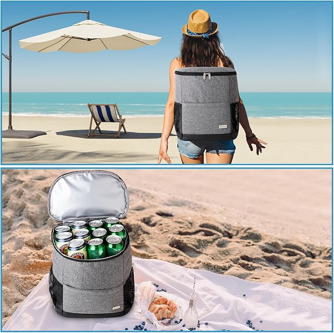 Insulated Cooler Backpack Outdoor - Leak Proof Backpack Cooler 30 Cans, Waterproof Lightweight Cooler Bag for 12h Hot/Cold Retention - Soft Cooler for Travel, Camping, Beach, Lunch