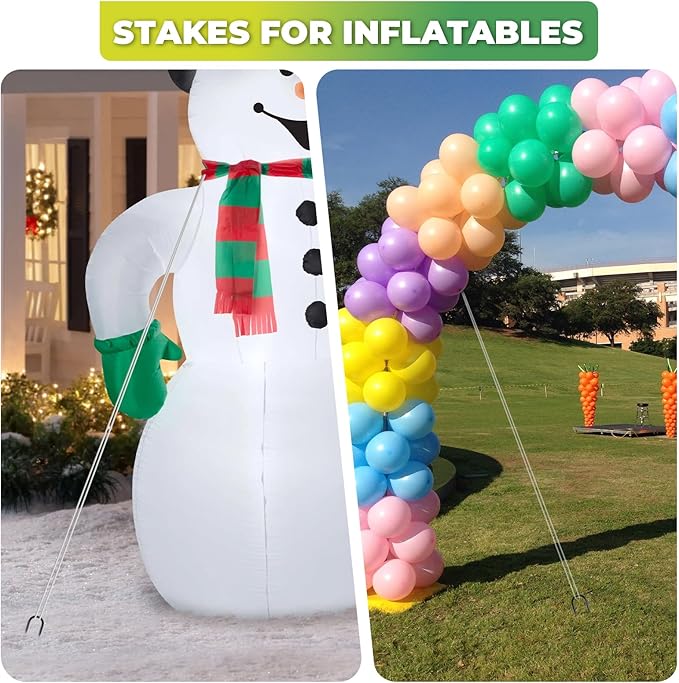 Ground Stakes 12 inches 18-Pack J Hook Rebar Stakes 5/16" Diameter Tent Stakes Heavy Duty Metal Stakes for Outdoor Decorations, Yard Inflatables and Chain Link Fence