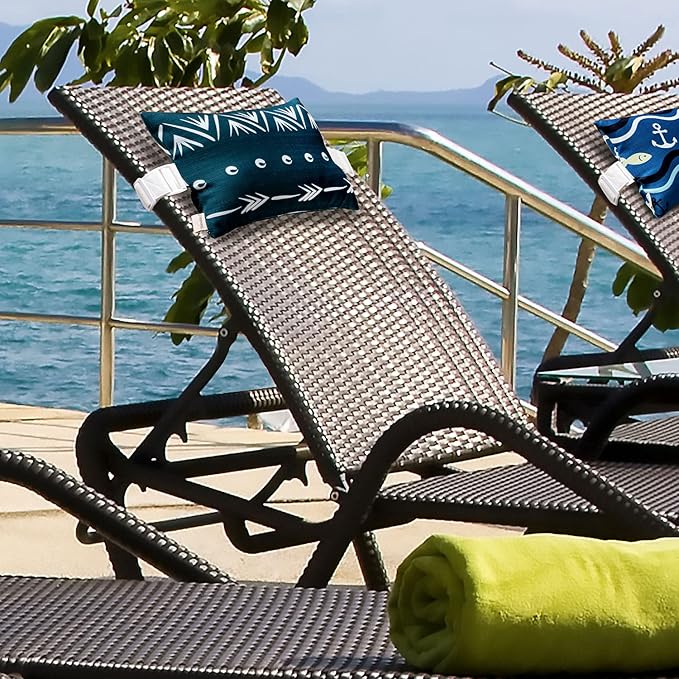 Lounge Chair Head Resting Pillows, Aderonideck Chair Head Waterproof Pillows with Insert Garden Furniture Neck Lumbar Attachment,2Pack 11"*16“