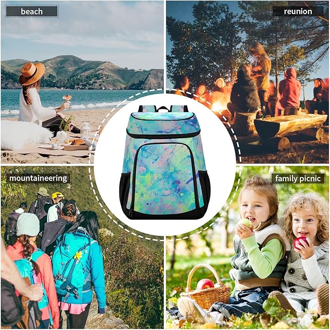 YETTASBIN Leakproof 36 Cans Cooler Backpack for Men Women - Iridescent Insulated Backpack Cooler Large Capacity Waterproof Lunch Bag for Hiking, Camping, Beach, Fishing, Work