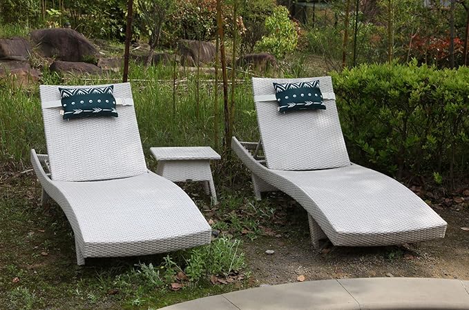 Lounge Chair Head Resting Pillows, Aderonideck Chair Head Waterproof Pillows with Insert Garden Furniture Neck Lumbar Attachment,2Pack 11"*16“