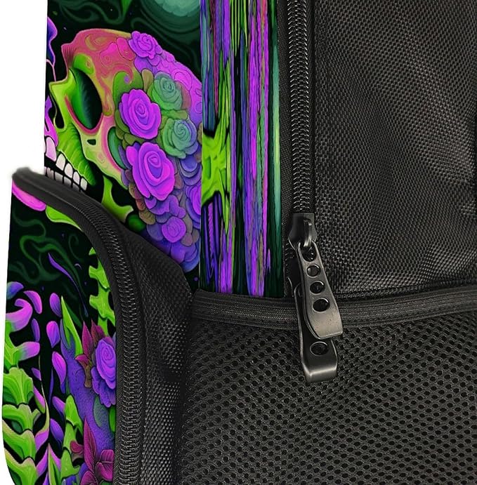 Lightweight Daypack Backpack for Sports Travel Running, Large Capacity Multipurpose Anti-Theft Bookbag, Skeleton Love Kiss Colorful Art Laptop Backpack Daypack