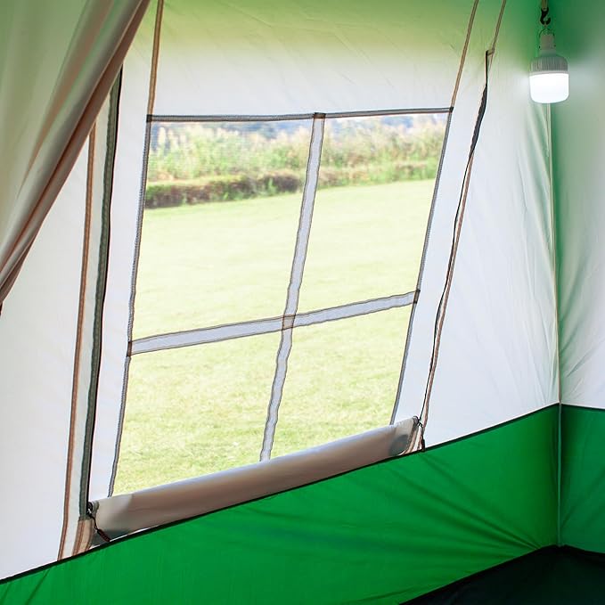 KTT Large Tent 6-8-10-12 Person,Family Cabin Tents,2 Rooms,2 Doors and 4 Windows with Mesh,Straight Wall,Waterproof,Double Layer,Big Tents for Outdoor,Picnic,Camping,Family Gathering