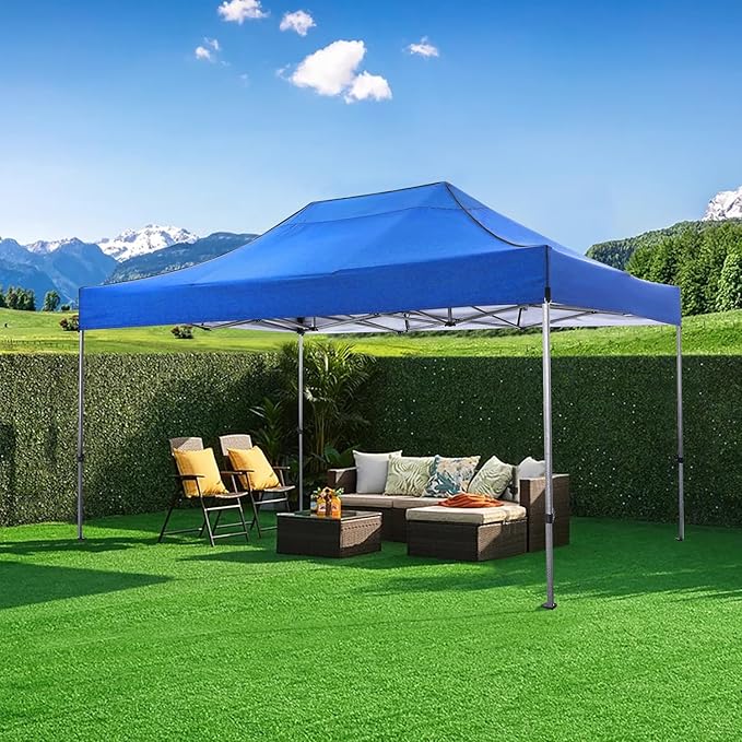 COBIZI 10x15 Pop up Canopy Tent 10x15 Canopy with 4 Sidewalls Waterproof Heavy Duty Commercial Canopy Tent for Parties Outdoor Tent Garden Gazebo Tent, Carry Bag(10x15ft, Blue)