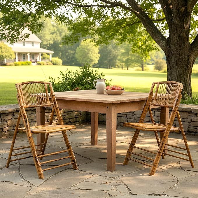 Bonnlo Bamboo Folding Chairs 1/2/4 Pack Foldable Dining Wood Chairs for Outdoor Indoor Garden Patio Lawn Porch Wedding Party Event