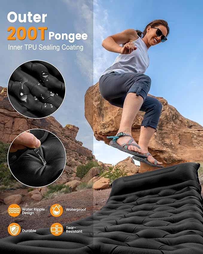 Camping Sleeping Pad,5.9 Inch Thick Camping Mat with Built in Pillow and Foot Pump,Self Inflating Sleeping Pad Ultralight for Camping Backpacking Tent(Green