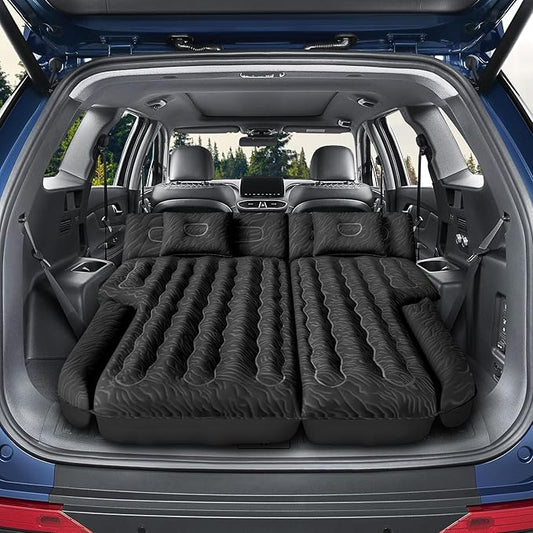 Inflatable SUV Air Mattress Bed Car Mattress for SUV, Double-Sided Flocking Travel Camping Bed, Car Sleeping Mattress for Universal SUV with Air Pump 2 Pillows