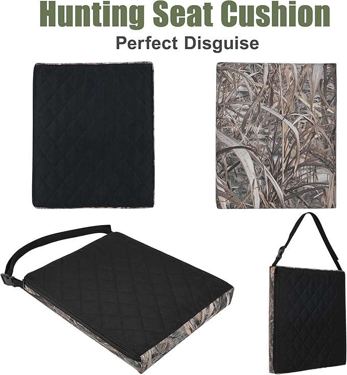 URMONA 1PCS Portable Hunting Seat Cushion, 16.5 x 14.1 x2.3in Thickening Lightweight Outdoor Cushion, Waterproof Sponge Dirty Proof Pad for Hunting, Camping, Stadium, Outdoor Sports(Reed Camouflage)