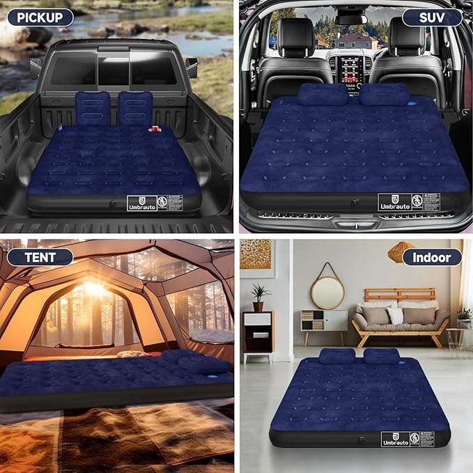 Umbrauto Air Mattress for 5.5-6.5 ft Short Bed Full-Size Trucks, Pickup Truck Airbed Mattress with Corded Electric Pump for Outdoor Travel