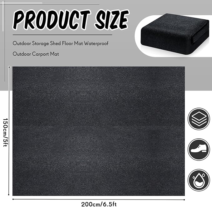 Tinideya 6.5 x 4.9 ft Outdoor Storage Shed Floor Mat Waterproof, Non Slip & Washable Camping Tent Carpet for Outdoor Camping, Lawn Supplies Storage(Storage Shed Not Included)