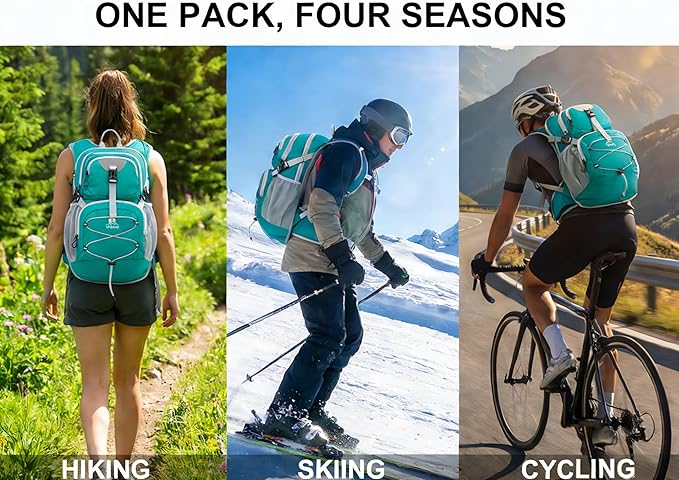 Hydration Backpack with 2L Bladder – Thermal Insulated Water Pack for Hiking, Skiing, Running – Lightweight Daypack for Men & Women, Soft-Lined Sunglasses Pocket & Large Waist Pockets