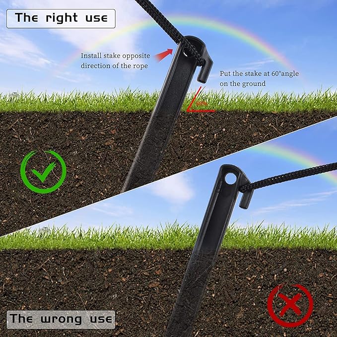 BEISHIDA Holiday Inflatable Replacement Accessories Including Plastic Piles and Tether Hooks Replacement Yard Inflatable Accessories Gardens and Home lawns 14PSC Black