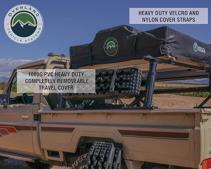 Soft Shell Rooftop Tent for SUV & Truck Camping, 3-Person - Overland Vehicle Systems TMBK - Universal Fitment with Rainfly & Ladder
