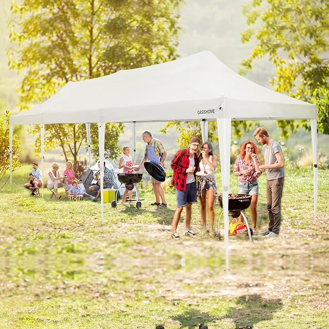 OASISHOME 10'x30' Pop-Up Canopy Tent with 8 Removable Sidewalls,Carry Bag,Waterproof Commercial Gazebo for Weddings/Outdoor Events – Heavy-Duty Frame, Raised Top Cover(White, 10x30(Higher top))
