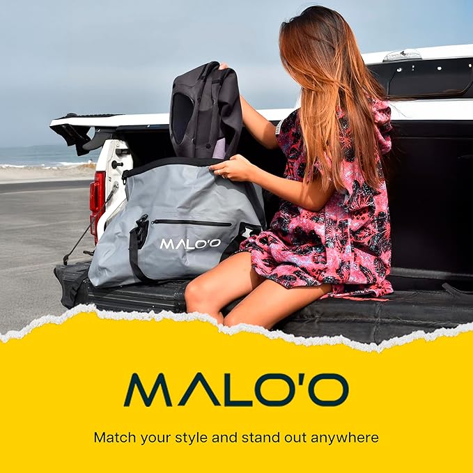 Malo’o Waterproof Dry Duffel, Heavy-Duty Roll Top Waterproof Gear Bag with Shoulder Strap & Molle Loops, Marine Duffel for Kayaking, Boating, Camping, Beach & Travel, Grey, 40L