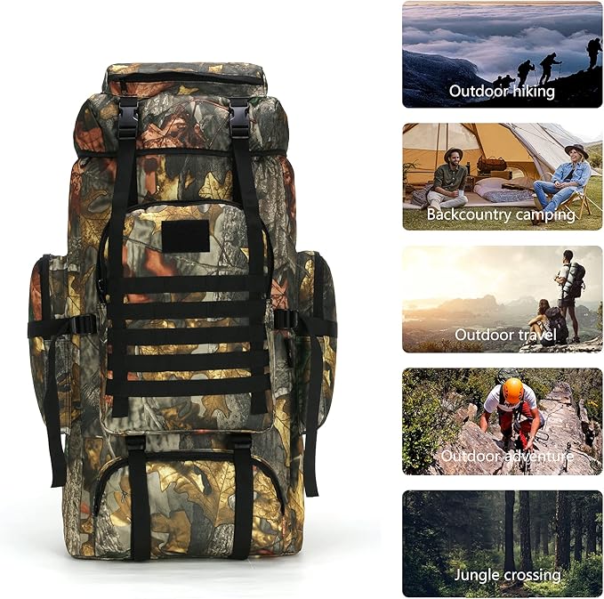 King'sGuard 70L Camping Hiking Backpack for Men Women Large Military Tactical Backpack Molle Rucksack Backpack for Outdoor