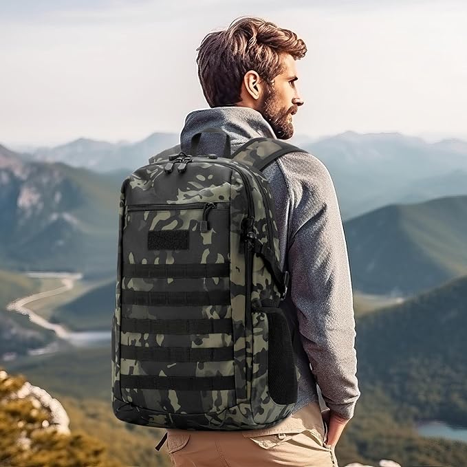 HUNTVP 10L/20L/30L Tactical Backpack Military MOLLE Backpack Rucksack Gear Tactical Assault Pack for Hunting Camping Trekking (30L-Camo)