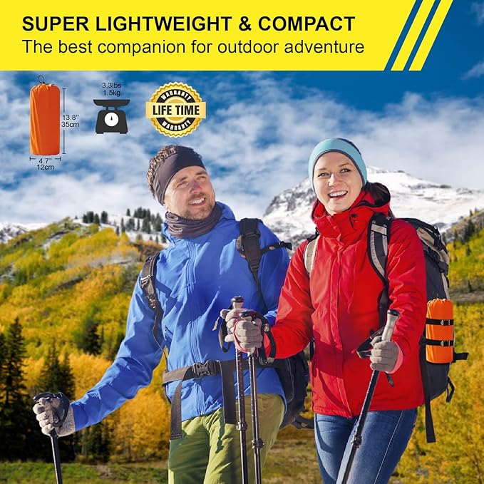 Double Sleeping Pad for Camping Inflatable 2 Person Sleeping Mat with Built-in Pump, Foot Press Ultralight Extra Thick Camping Mat with Pillow for Backpacking, Traveling, Hiking, Durable & Waterproof…