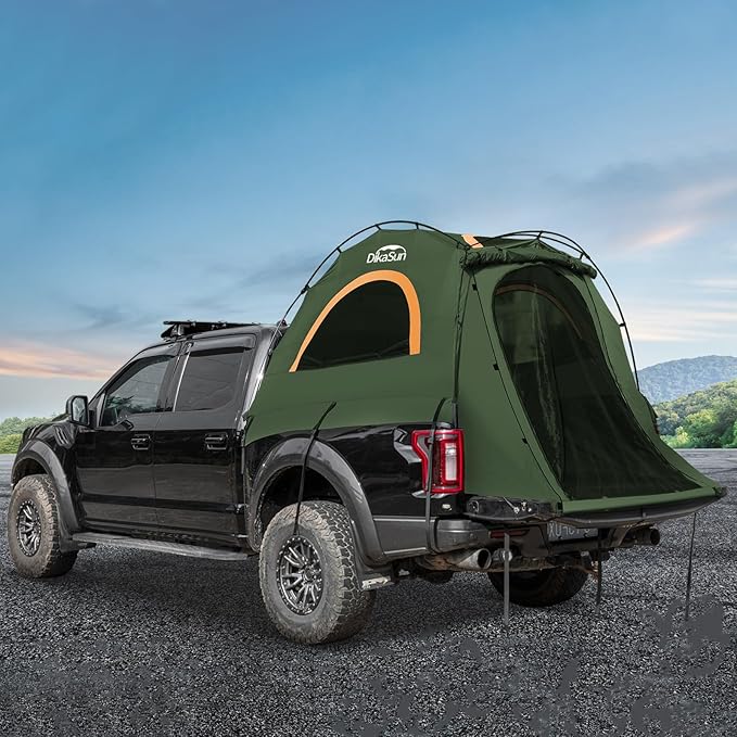 Truck Bed Tent, Double Layer Pickup Tent Bed, Waterproof PU3000mm, Truck Tent for Camping(Orange-Grey)