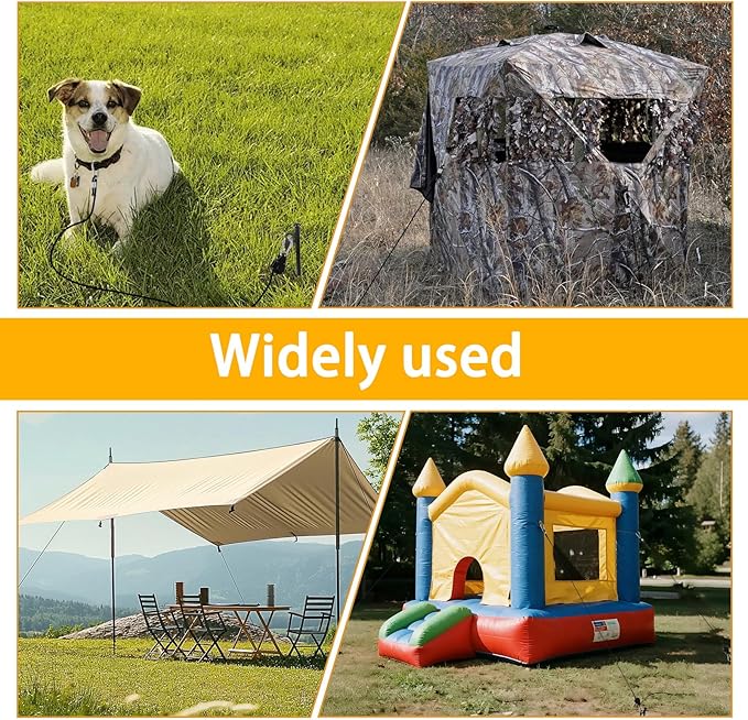 4 Pack Hunting Blind Stakes Kit Heavy Duty Metal Tent Tacks with Ratchet Tie Down Straps Ground Blind Stakes Anchor Kit for Hunt Trip Hunting Blinds Drilling Stakes for Deer Turkey Dove Bowhunter