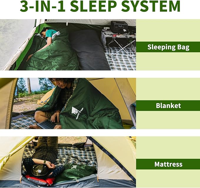 GEERTOP Flannel Sleeping Bags for Adults Big & Tall People Portable Cold Weather Envelope XXL All Seasons Camping Sleeping Bag
