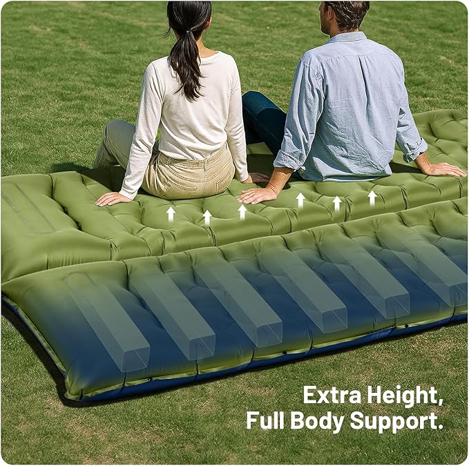 KASBAH Camping Sleeping Pad,6 inch Thick Inflatable Camping Mattress with Built-in Foot Pump and Pillow,Ultralight Sleeping Mat Backpacking Gear for Outdoor Hiking,Camping, Traveling and Tent