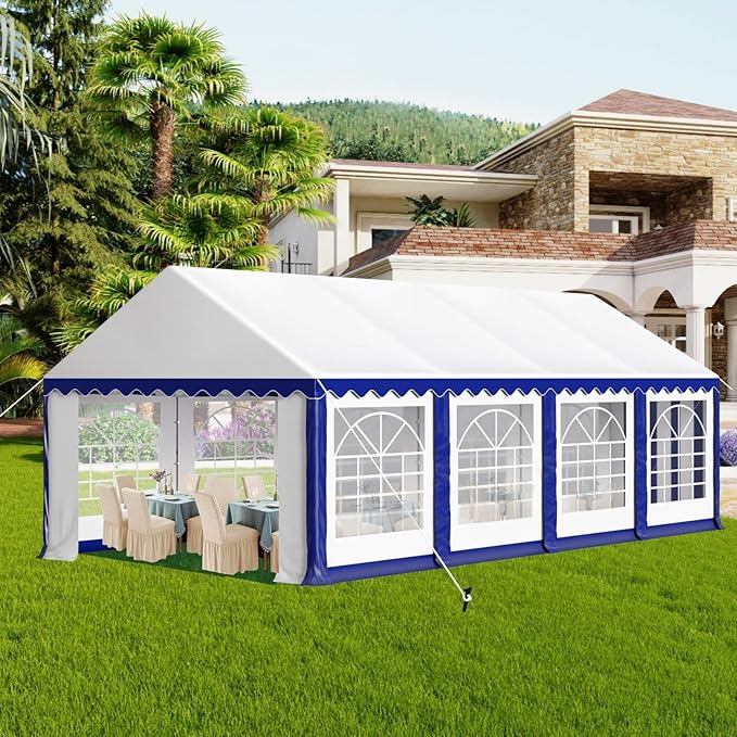 MFSTUDIO 13'x26' Party Tent, Outdoor Heavy Duty Party Tents with Removable Sidewalls, Large Canopy Tent Shelter for Outdoor Events Wedding Birthday, Blue