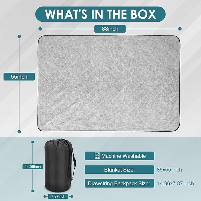 Outdoor Camping Blanket 210D Oxford Cloth Water Resistant Cold Weather Sports Blanket with Portable Bag for Stadium Travel