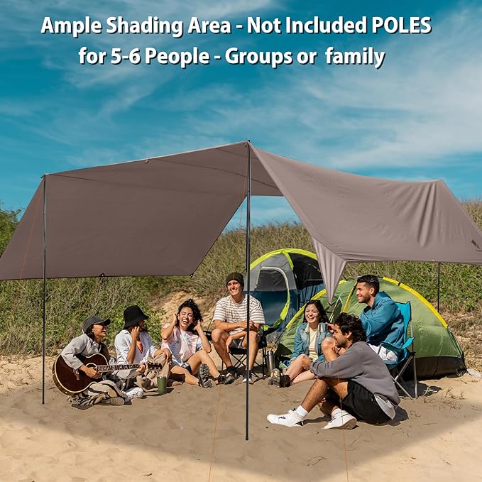 GEERTOP 17 x 10 ft Camping Tarp Lightweight Large Waterproof Hammock Rain Fly Shelter Backpacking Tent Tarp for Outdoor Hiking Bushcraft Survival Travel