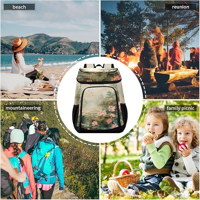 YETTASBIN Leakproof 36 Cans Cooler Backpack for Men Women - Lotus Insulated Backpack Cooler Large Capacity Waterproof Lunch Bag for Hiking, Camping, Beach, Fishing, Work