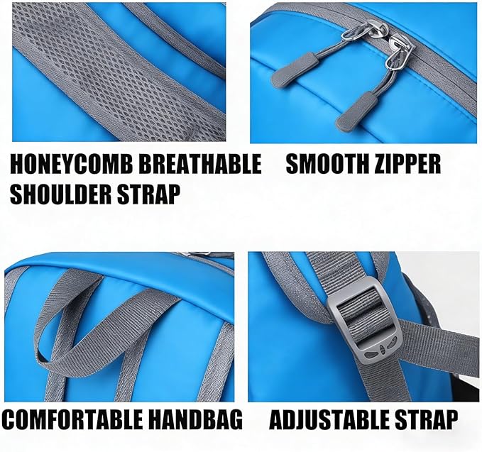 Lightweight Packable 20L Hiking Backpack Foldable Small Camping Pack for Men Women Outdoor Travel Waterproof Daypack Shoulder Bag Blue