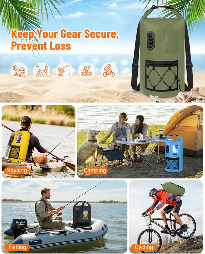 Waterproof Dry Bag, 20L/30L Roll Top Waterproof Backpack with Waterproof Phone Case, Heavy Duty Storage Bag for Women Men, for Travel, Kayaking, Boating, Rafting, Camping, Hiking & Beach