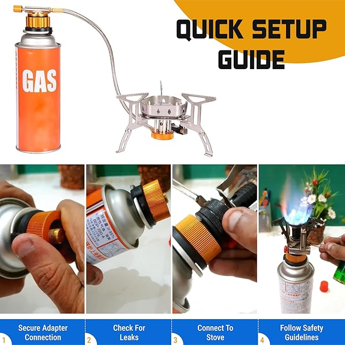 Roamix 4PCS Multi Fuel Gas Adapter Set - EN417 Lindal Valve & Butane to Propane Adapter for Camping Stove with Carrying Bag