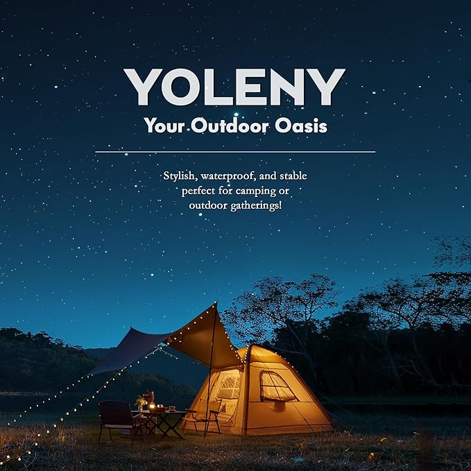 YOLENY 2/4/6 Person Inflatable Tents for Camping, Quick Setup in 2 Minutes with Hand Pump, Oxford Blow Up Tent with Skylight & Canopy, Spacious Cabin Tent for Family Camping & Hiking