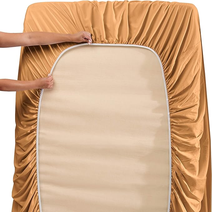 Clara Clark Twin Sheets, 5 Piece Set - Hotel Luxury Sheets for Twin Size Bed, Super Soft Bedding Set, Twin Size, Mocha Light Brown