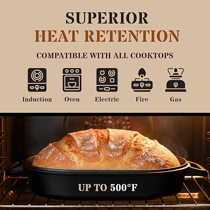 Cuisiland Large Heavy Duty Pre-seasoned Cast Iron Bread & Loaf Pan - A perfect way for baking