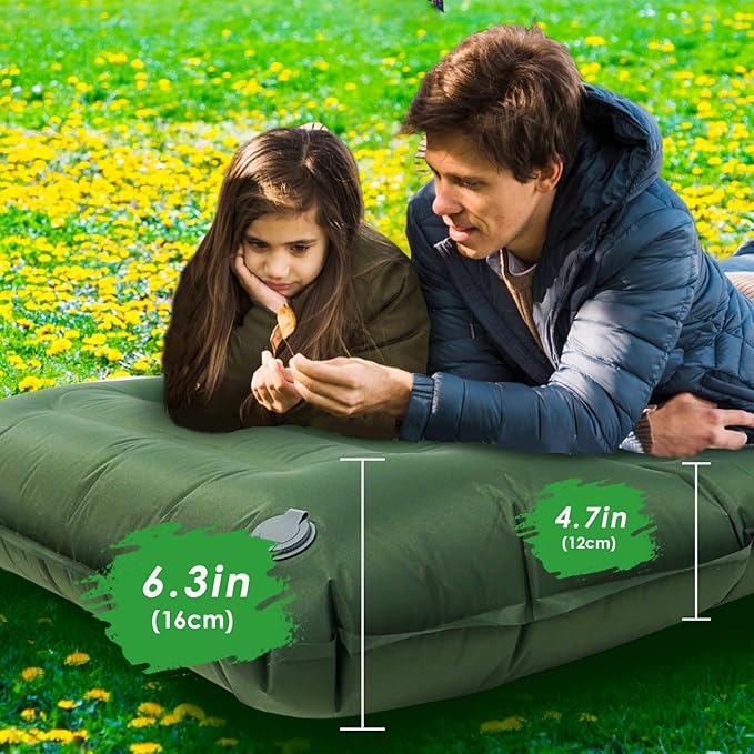 Camping Sleeping Pad with Pillow, Extra Thick 4.8 inch Ultralight Self Inflating Air Mat, Compact Lightweight Insulated Inflatable Sleep Mattress for Backpacking, Camp, Hiking, Tent