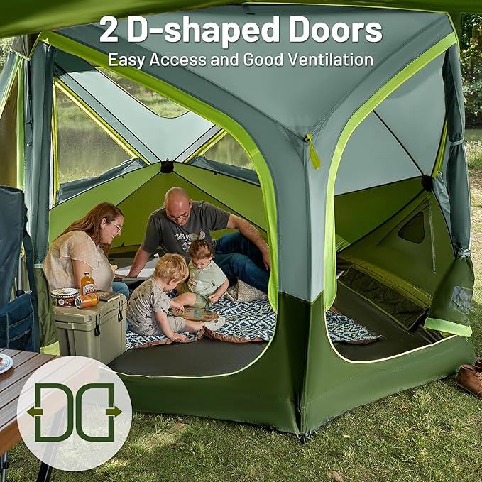 TIMBER RIDGE 4/6/8 Person Instant Pop Up Cabin Tent, Easy 60 Second Setup, Weather Resistant Camping Family Hub Tent with Rain Fly and Carry Bag for Outdoor Camping & Overlanding