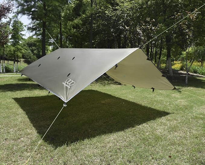 Gold Armour Rainfly Tarp Hammock, Premium 20ft x 14.3ft Rain Fly Cover, Waterproof Ultralight Camping Shelter Canopy, Must Have Camping Essential Accessories (OD Green)