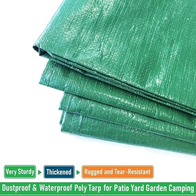7x7 Ft Yard Garden Leaf Tarp W/ 4 Handles Waterproof Tarp for Sandbox Cover,Outdoor Tarpaulin,Lawn Debris,Landscape Pruning,Yard Leaf Hauler,Tent Footprint,Camping Tent Mat,Patio Table,Fire Pit Cover