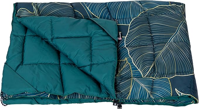 Versatile Packable Outdoor Camping Blanket, Puffy Blanket, Primaloft® Insulation, Warm, Durable, Lightweight, Waterproof, Oversize, Beach, Stadium, and More! 55"x80" (Golden Foliage)