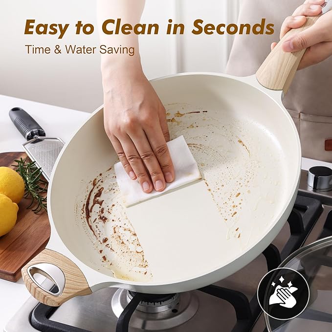 SENSARTE Ceramic Nonstick Frying Pan Skillet 12.5Inch Non Stick Pan with Ergonomic Handle, Non-toxic Healthy Large Cooking Chef's Pan, Free of Intentionally Added PFOA/PFAS/PTFE, Induction Compatible