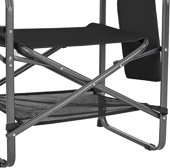 KingCamp Directors Chair with Side Table, Folding Camping Chairs for Adults with Storage Pockets, Breathable for Outside Camping, Lawn, Picnic, Beach & Fishing (Black)