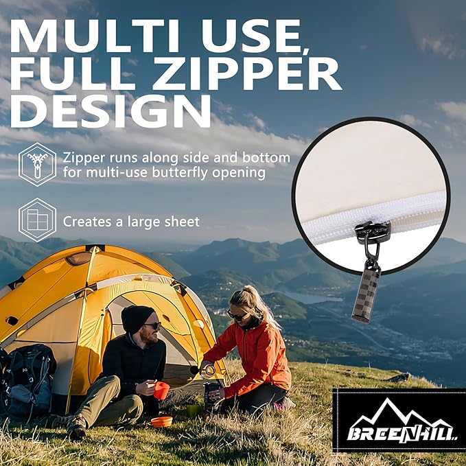 Sleeping Bag Liner,Long Staple Cotton, Adult Sleep Sack & Travel Sheets,Travel Sleep Sack for Backpacking, Hotels & Hostels Lightweight Travel Sheet Camping Sheets,Has Full Length Zipper