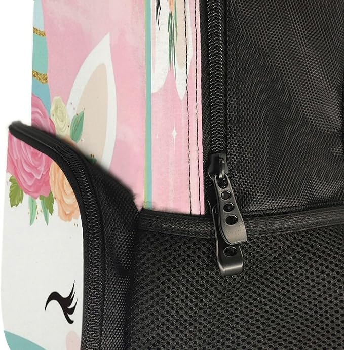 Lightweight Daypack Backpack for Trekking Work Running, Big Capacity Multipurpose Anti-Theft Bookbag, Pink Unicorns Face Business Computer Bag