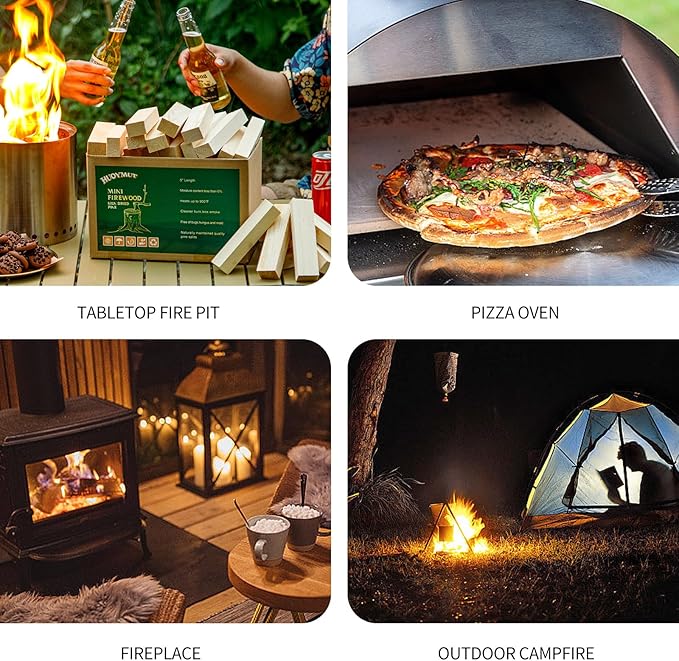 Mini Fire Sticks Wood,5" Lengths Kiln Dried Pine Small Firewood,Barkless Kindling Fire Logs,Fire Pit Accessories Great for Stove Mesa XL,Tabletop Firepit,Pizza Oven Wood,8 Lbs