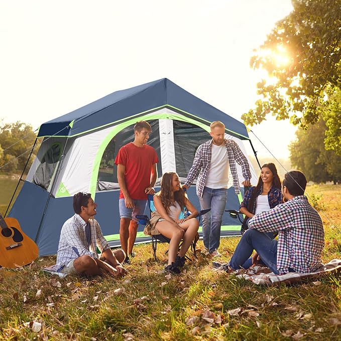 HIKERGARDEN 6-8 Person Camping Tent - Portable Family Cabin Tent for Camp, Windproof Fabric Camp Tent Outdoor for Hiking, Backpacking, Traveling