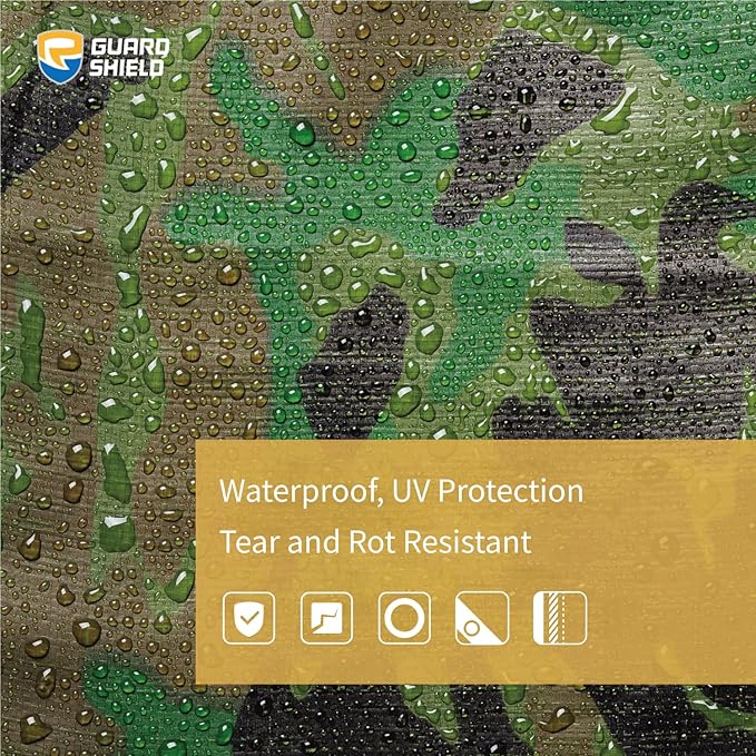 GUARD SHIELD Heavy Duty Camo Tarp Camouflage Tarps Waterproof 12x20 Feet Poly Cover 10mil